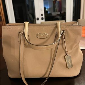 Coach saffiano tan satchel